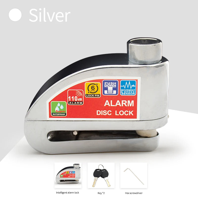Motorcycle/Bicycle Disc Lock with Alarm – Anti-Theft Alloy Padlock
