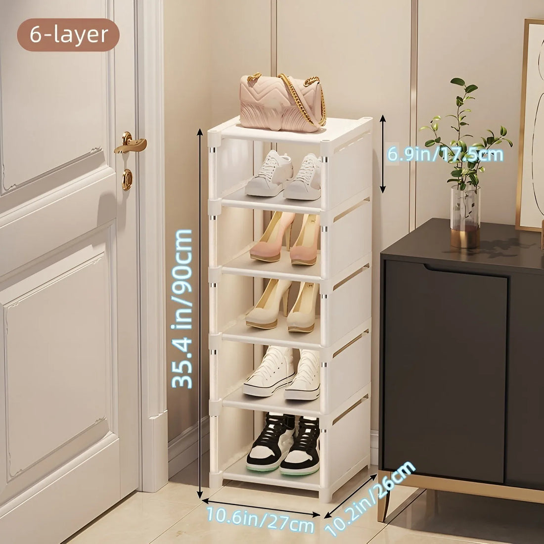 Shoe Rack – Metal & Fabric Organizer