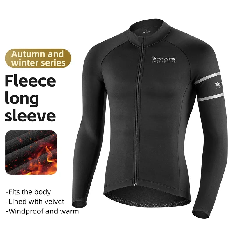 WEST BIKING Winter Fleece Cycling Jersey
