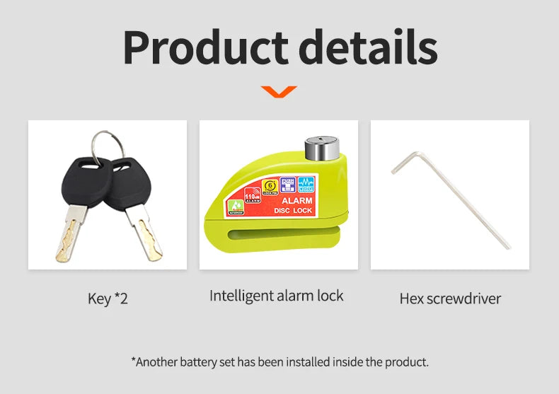 Motorcycle/Bicycle Disc Lock with Alarm – Anti-Theft Alloy Padlock