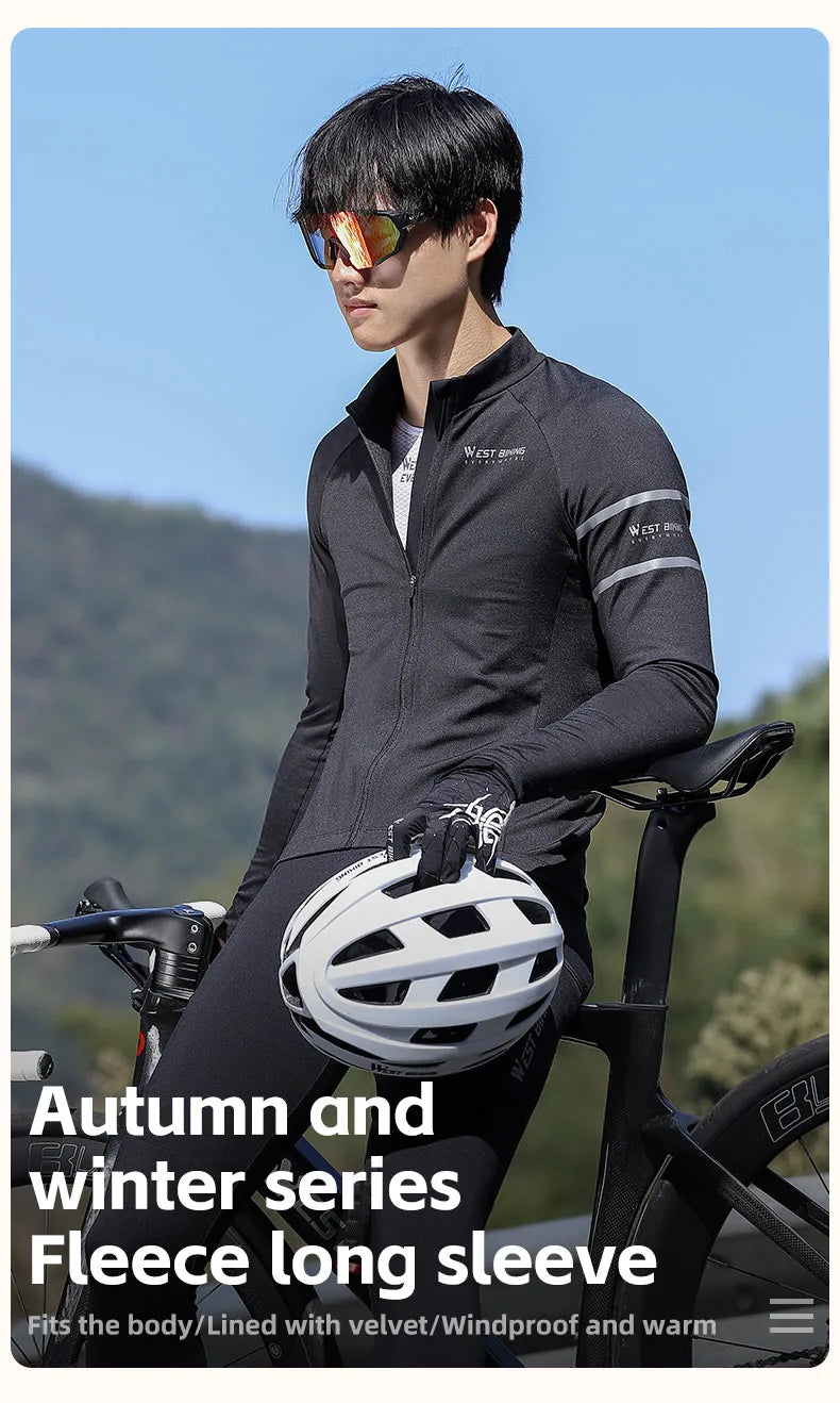 WEST BIKING Winter Fleece Cycling Jersey