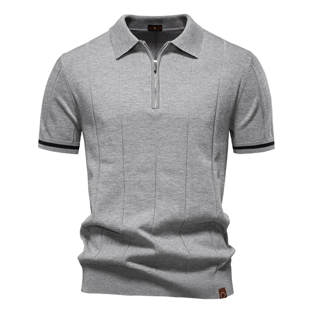 AIOPESON Men's Sport Zipper Polo Shirt