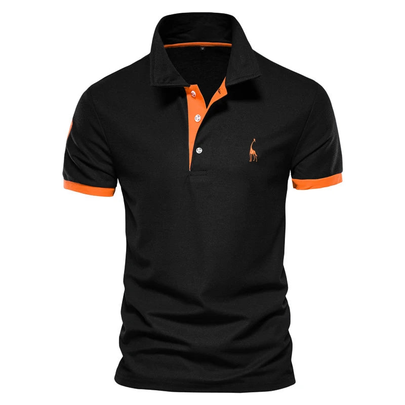 AIOPESON Men's Embroidered Cotton Polo Shirt