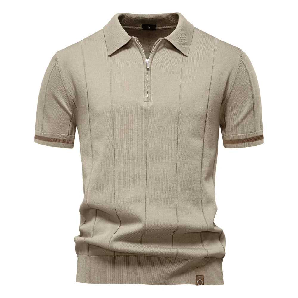AIOPESON Men's Sport Zipper Polo Shirt