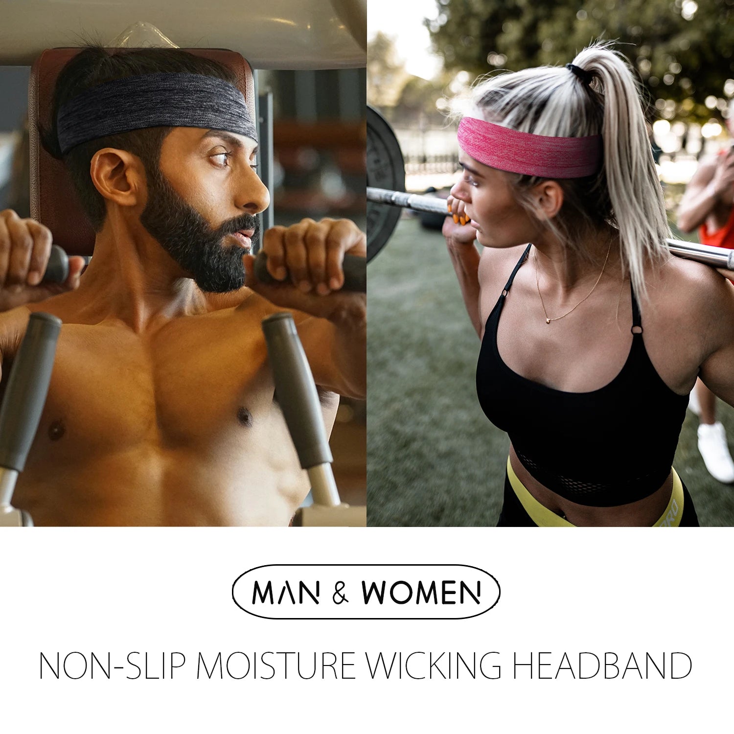 Unisex Non-Slip Sports Headband for Workout & Yoga