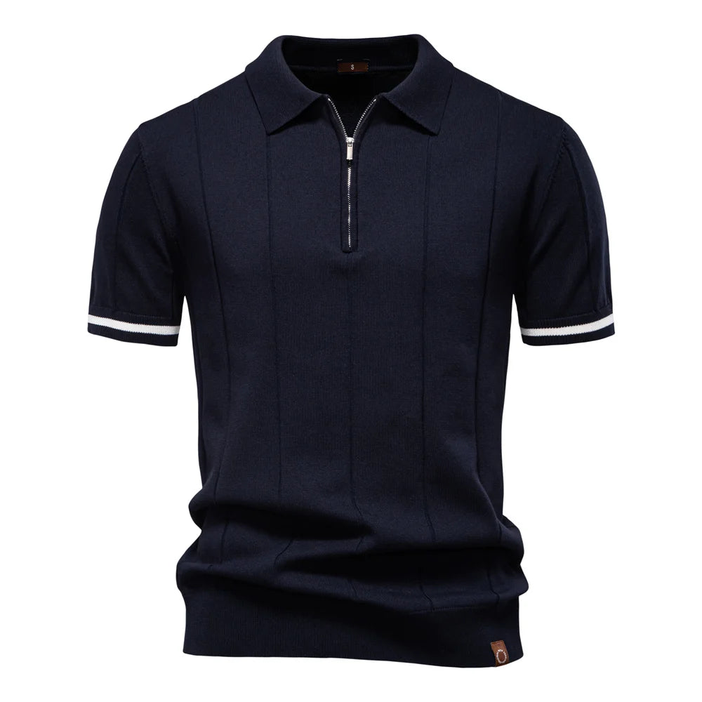 AIOPESON Men's Sport Zipper Polo Shirt