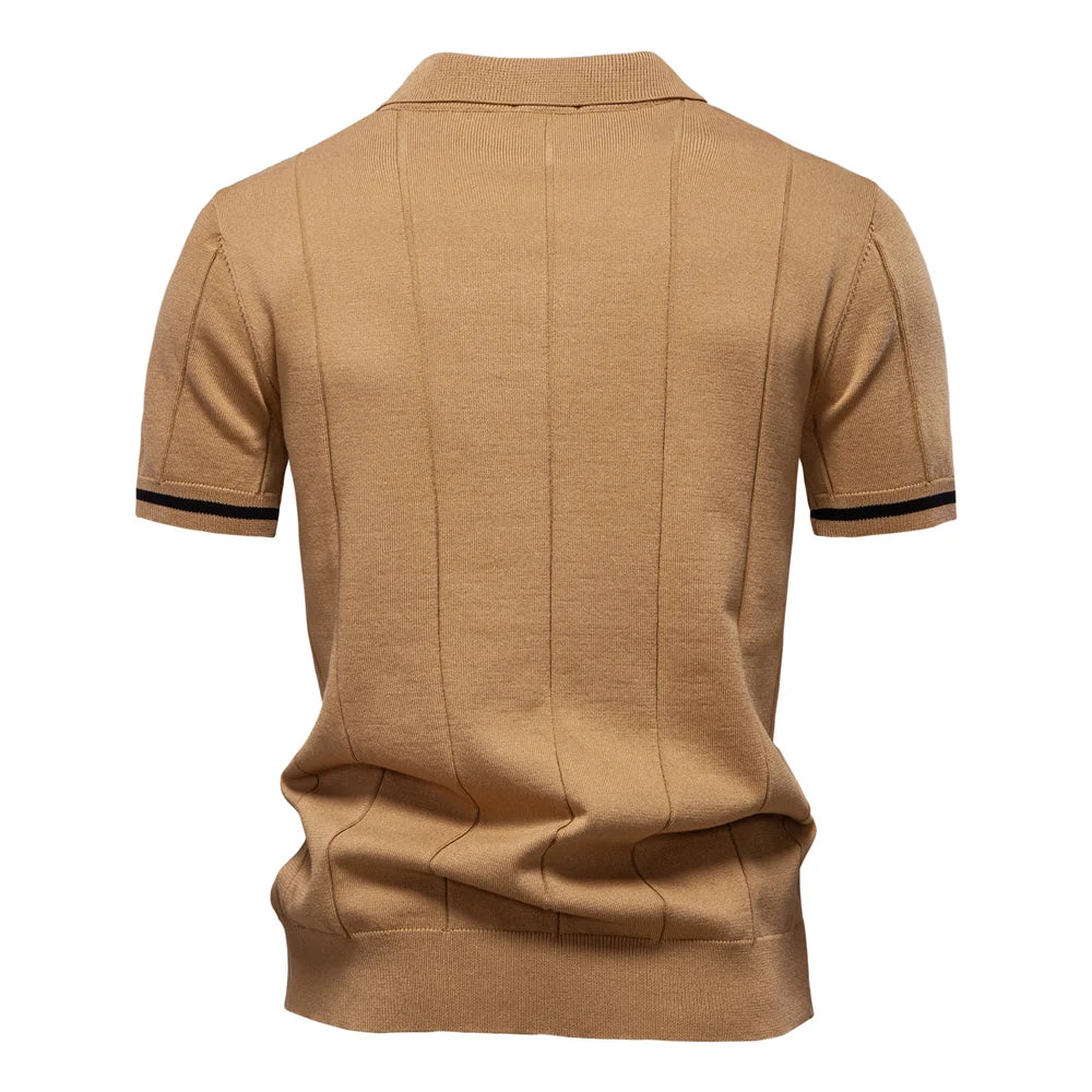 AIOPESON Men's Sport Zipper Polo Shirt