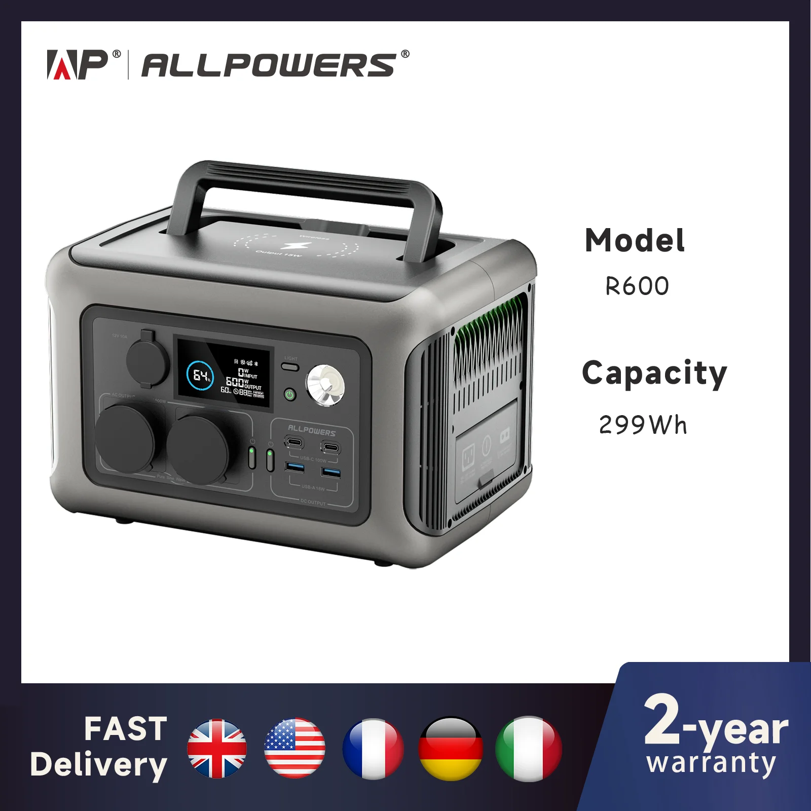 ALLPOWERS R600 Portable Power Station – 299Wh