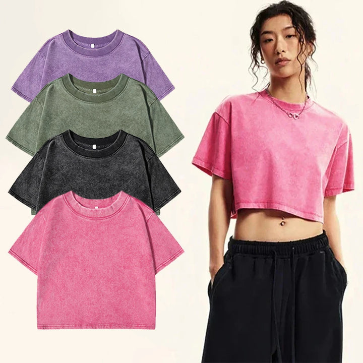 Women's Slim Fit Washed Cotton T-Shirt