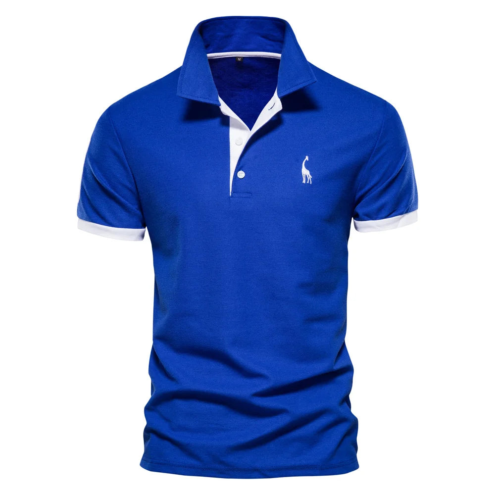 AIOPESON Men's Embroidered Cotton Polo Shirt