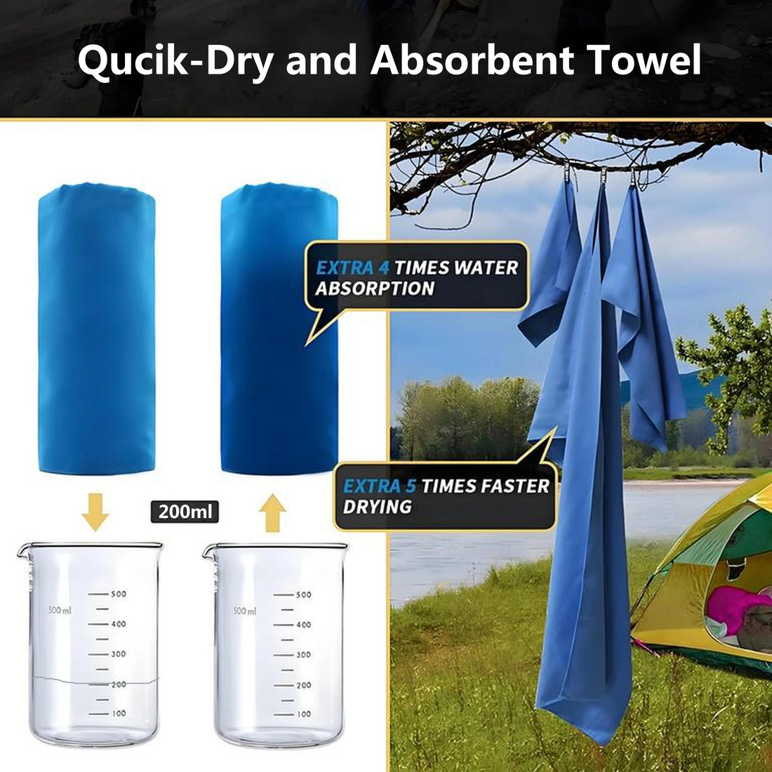 Quick-Dry Microfiber Camping Towel 40x80cm