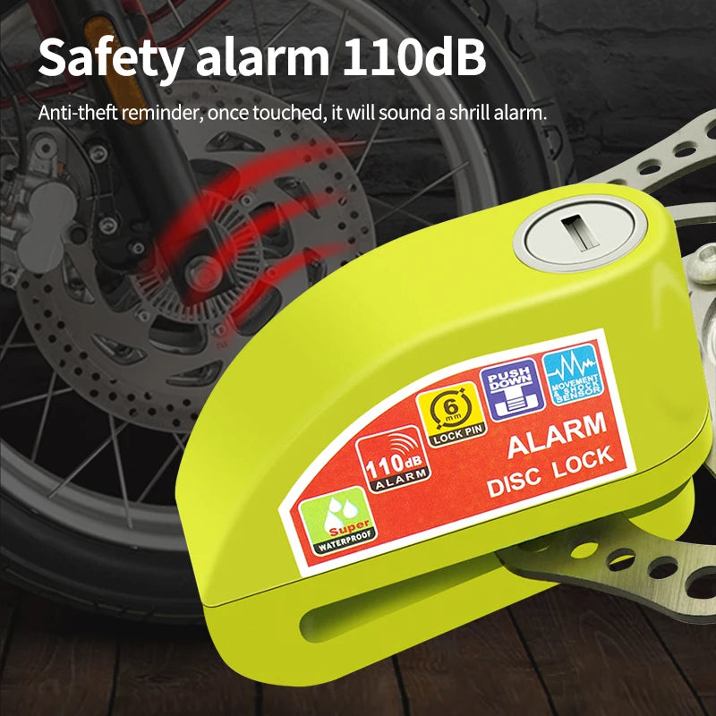 Motorcycle/Bicycle Disc Lock with Alarm – Anti-Theft Alloy Padlock