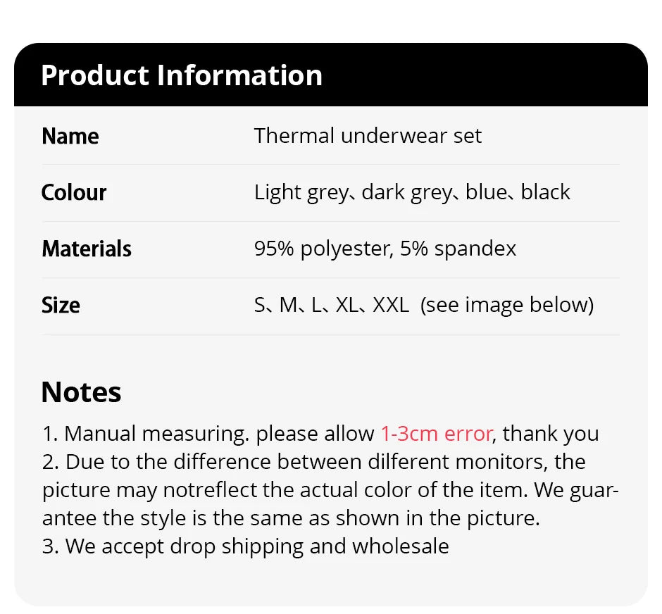 Men’s Thermal Underwear Set